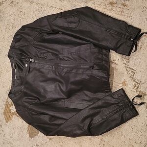 DKNY Jeans black Moto Jacket Sz XL